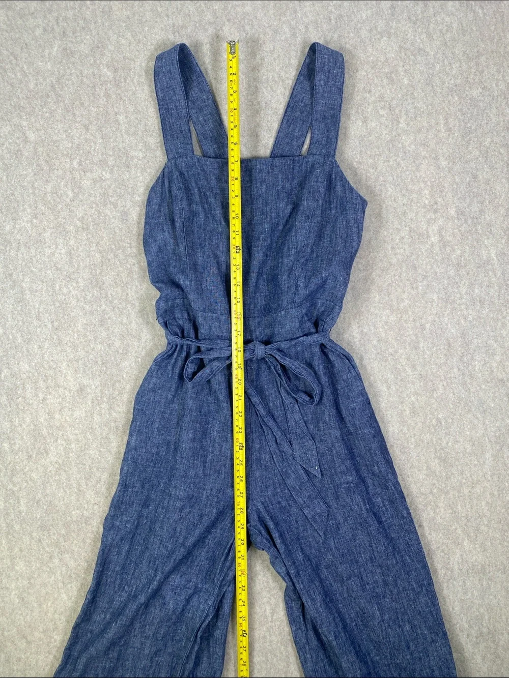 Banana Republic Linen Cotton Chambray Wide Leg Jumpsuit Blue Size 4